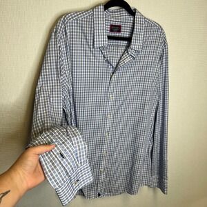 UNTUCKit Durif-WF Tall Slim Wrinkle Free Blue Check Button Down Shirt XXL
